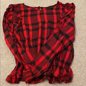Plaid long sleeve blouse